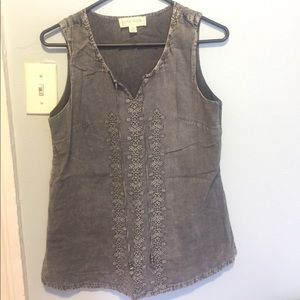 Silver embroidered tank